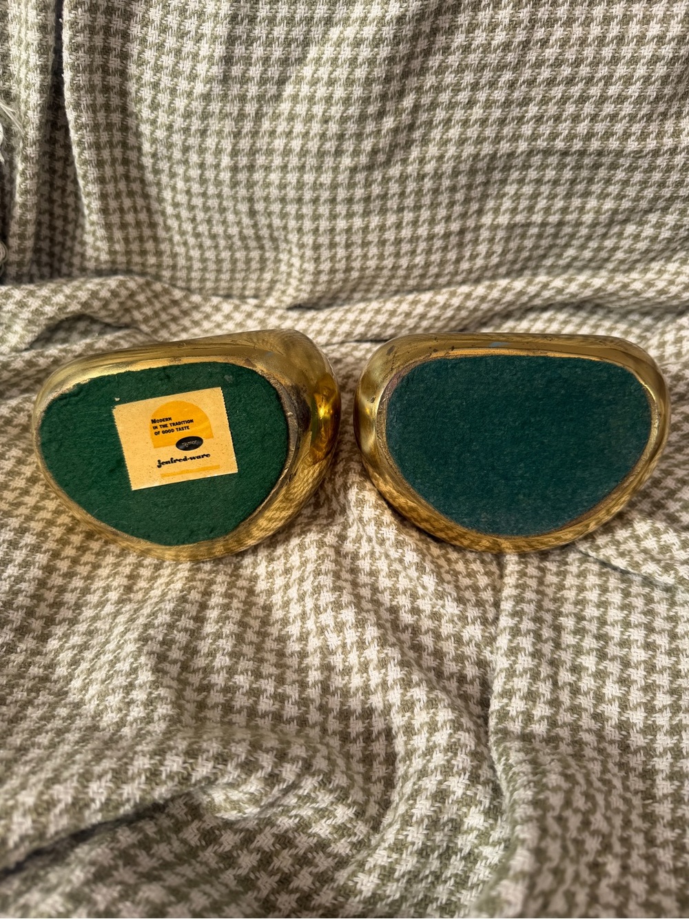 Pair of Ben Seibel Brass Plated Orb Bookends Marked, 1950s - Picture 9 of 15